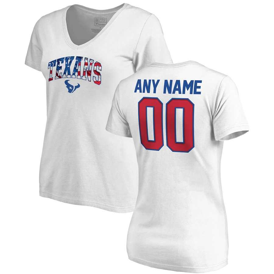 Women Customized Houston Texans NFL Pro Line by Fanatics Branded Any Name & Number Banner Wave V Neck T-Shirt White,We sell and wholesale Women Customized Houston Texans NFL Pro Line by Fanatics Branded Any Name & Number Banner Wave V Neck T-Shirt White on line form chian!